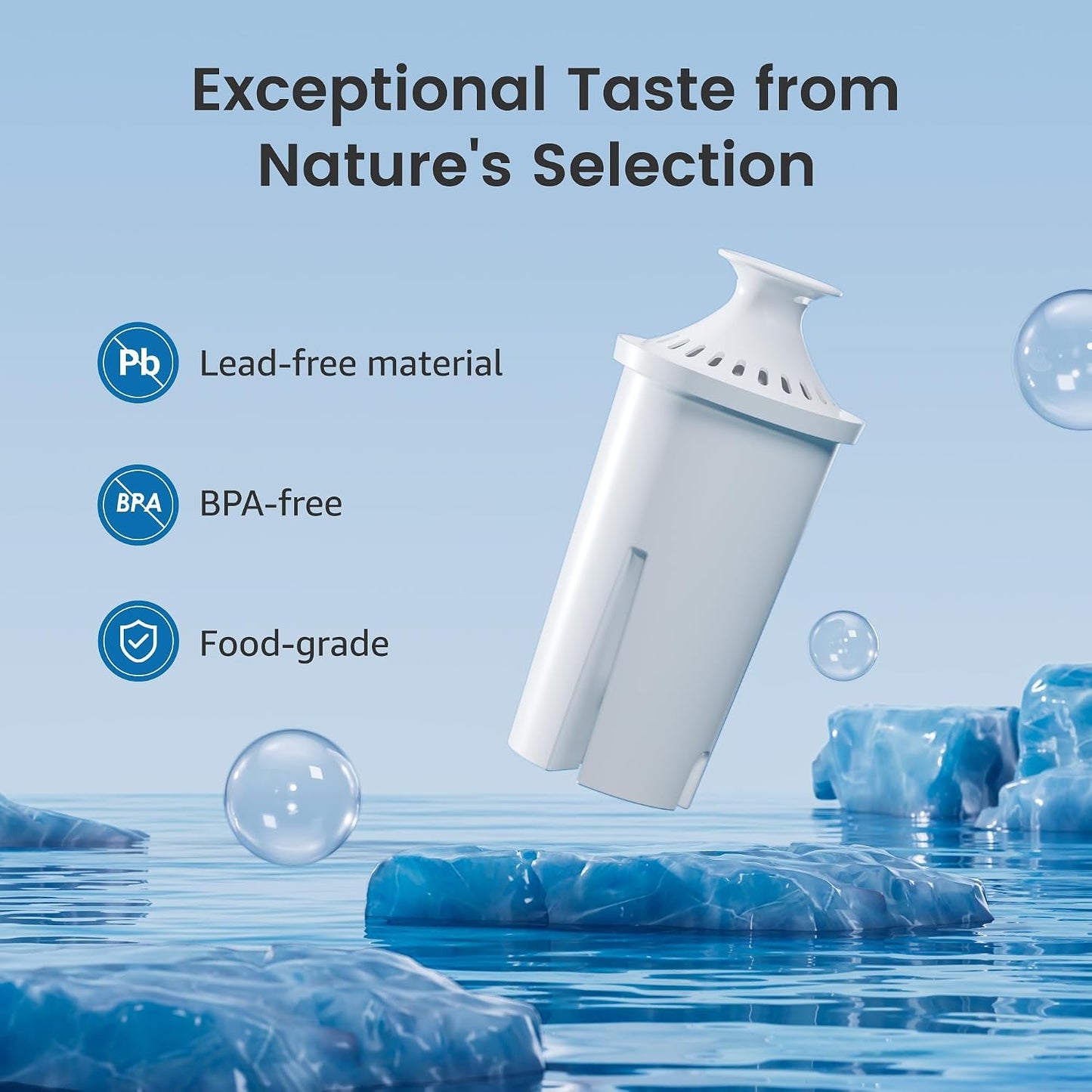 AQUA CREST CF06A Replacement for Brita® Filter, Compatible with Brita® Water Pitchers & Dispensers, NSF Certified, 1-Year Filter Supply, 6-Pack