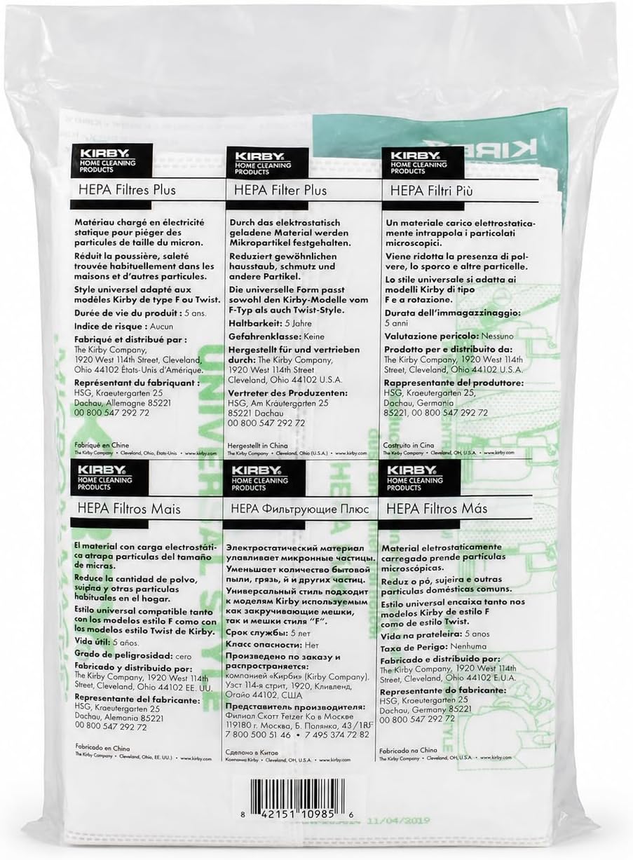 Kirby Micron Magic Plus HEPA Filter Bags 6-Pack – Part 204814
