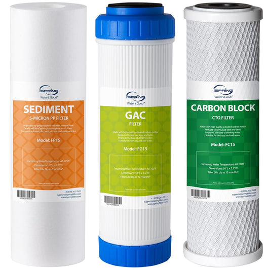 iSpring F3 6-Month Replacement Prefilter Set for Standard Under Sink & Reverse Osmosis Systems