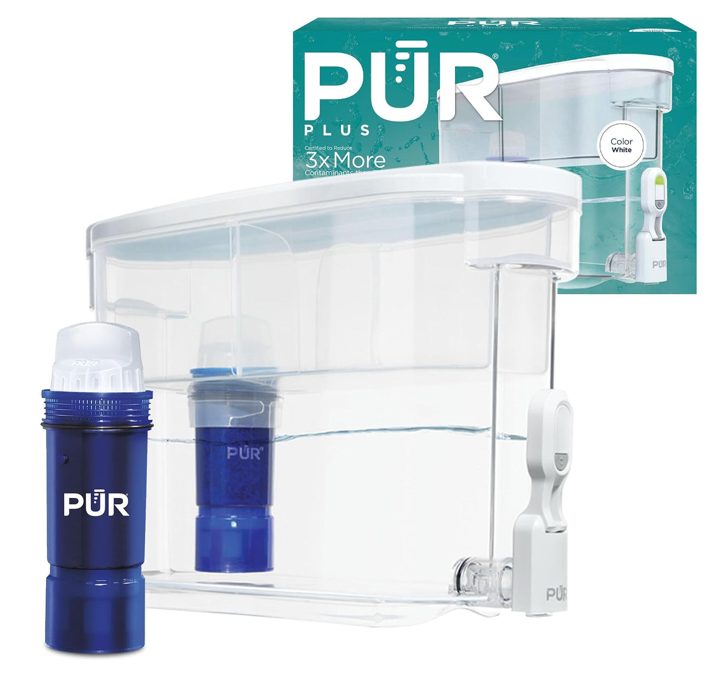 PUR Plus 30-Cup Water Filter Dispenser with 1 Lead-Reducing PUR Plus Filter