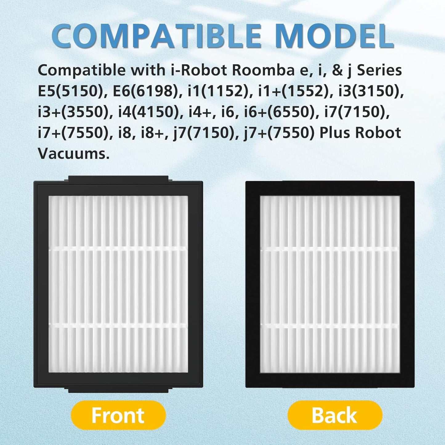 iRobot Roomba e, i, j Series Replacement Filters, Fits i3 i4 i5 i6 i7 i8 j5 j6 j7 j8 j9 e5 e6, Replaces 4639161, 9 Pack