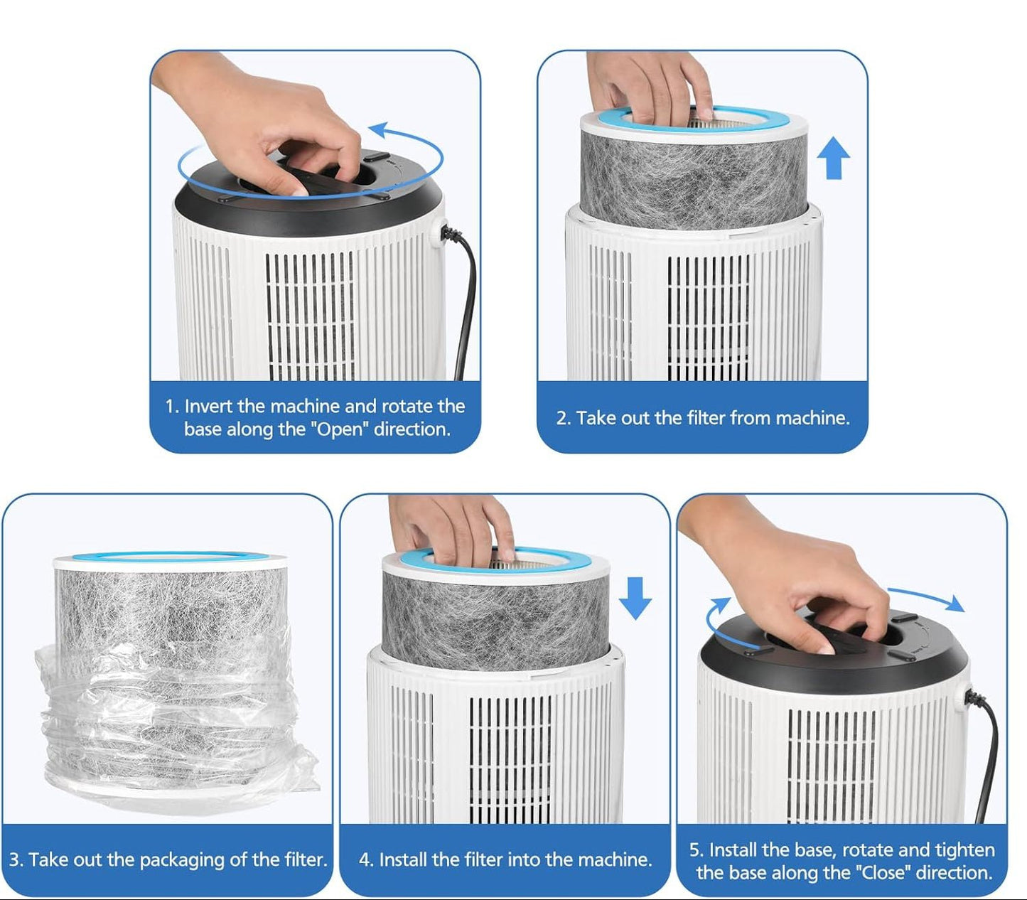 HP102 Replacement Filter for Shark Air Purifier HP100 HP102 HP102PET HC450 HC451 HC452 HC455, HE1FKPET HE1FKBAS, 2 Pack