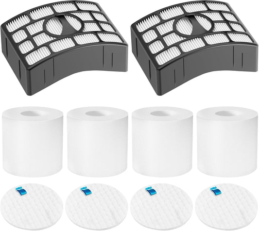 Replacement Filter Kit for Shark Rotator Powered Lift-Away NV650 NV750 NV752 AZ1002 Series, XFF650 XHF650, 10 Pack - Fine Filters