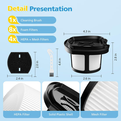 4 Pack 2284W 2390A Vacuum Filters for Bissell Pet Hair Eraser Hand Vacuum