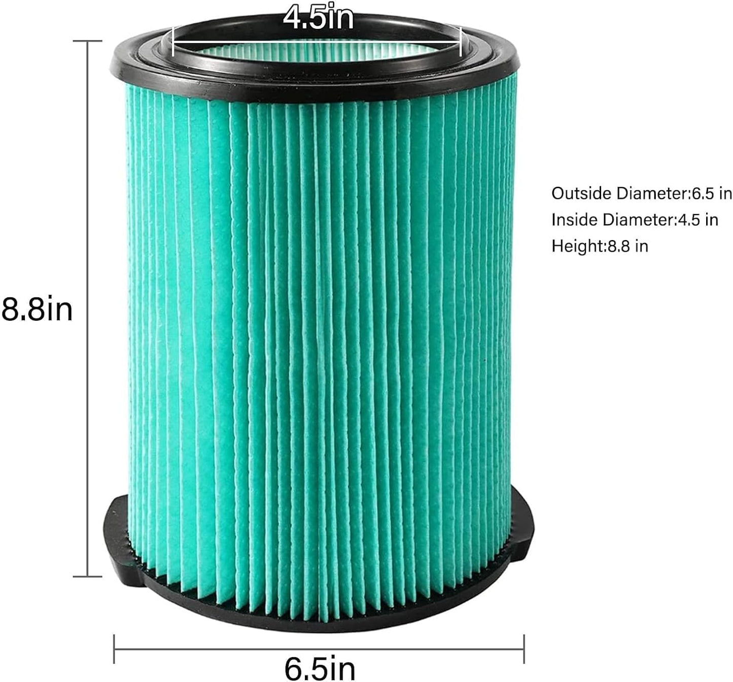 VF6000 5-Layer HEPA Material Filter Replacement for RIDGID 5 to 16 Gallon Wet/Dry Vacuums, 2 Pack