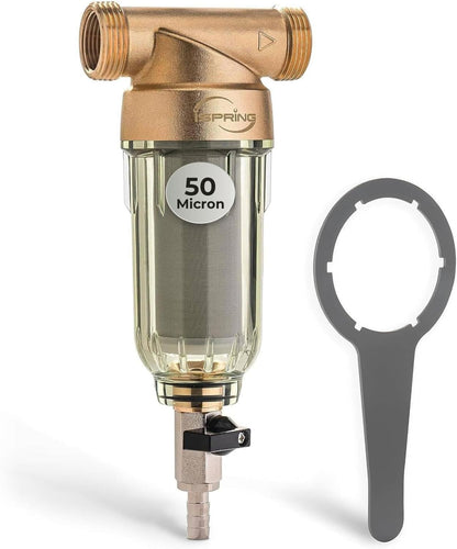 iSpring WSP-50 Spin-Down Sediment Water Filter, Reusable Whole-House Prefilter, 50 Micron