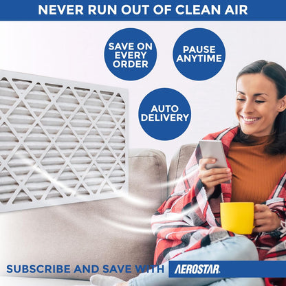 Aerostar 20x20x1 MERV 8 Air Filter, 6 Count, HVAC Air Conditioning & Furnace Filter, MPR 600 / FPR 5