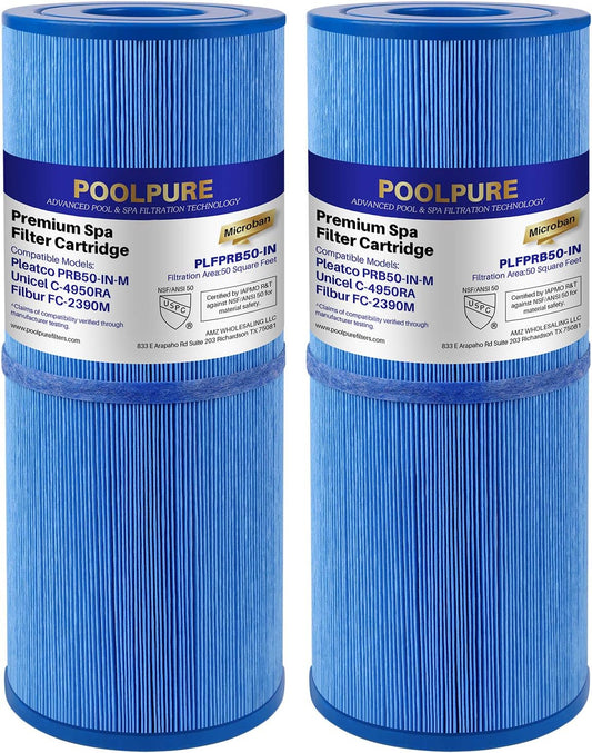 POOLPURE PLFPRB50-IN-M Antimicrobial Pool and Spa Filter 2 Pack