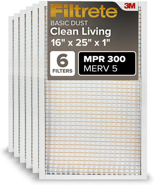 Filtrete MPR 300 MERV 5 Pleated Air Filters – 6 Pack