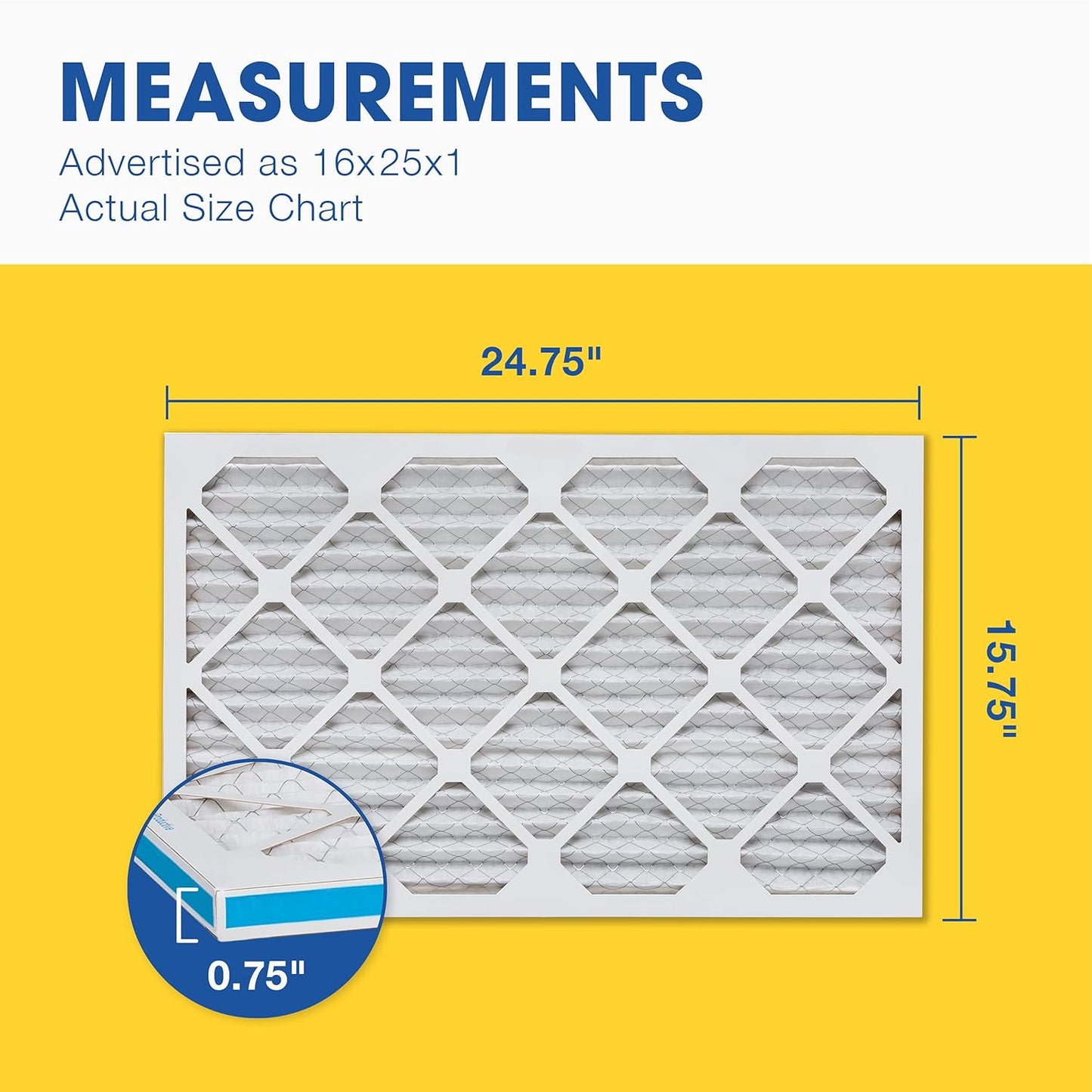 Aerostar 16x25x1 MERV 8 Air Filter, 6-Pack, HVAC AC Furnace Filter