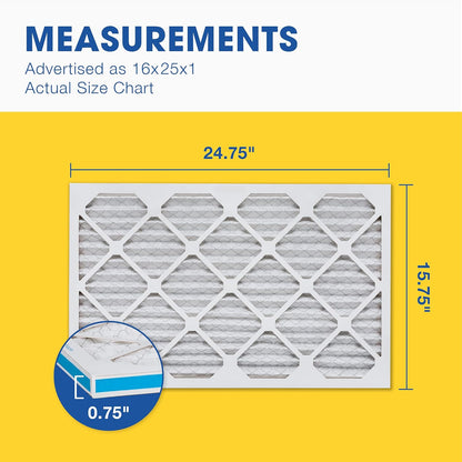 Aerostar 16x25x1 MERV 8 Air Filter, 6-Pack, HVAC AC Furnace Filter