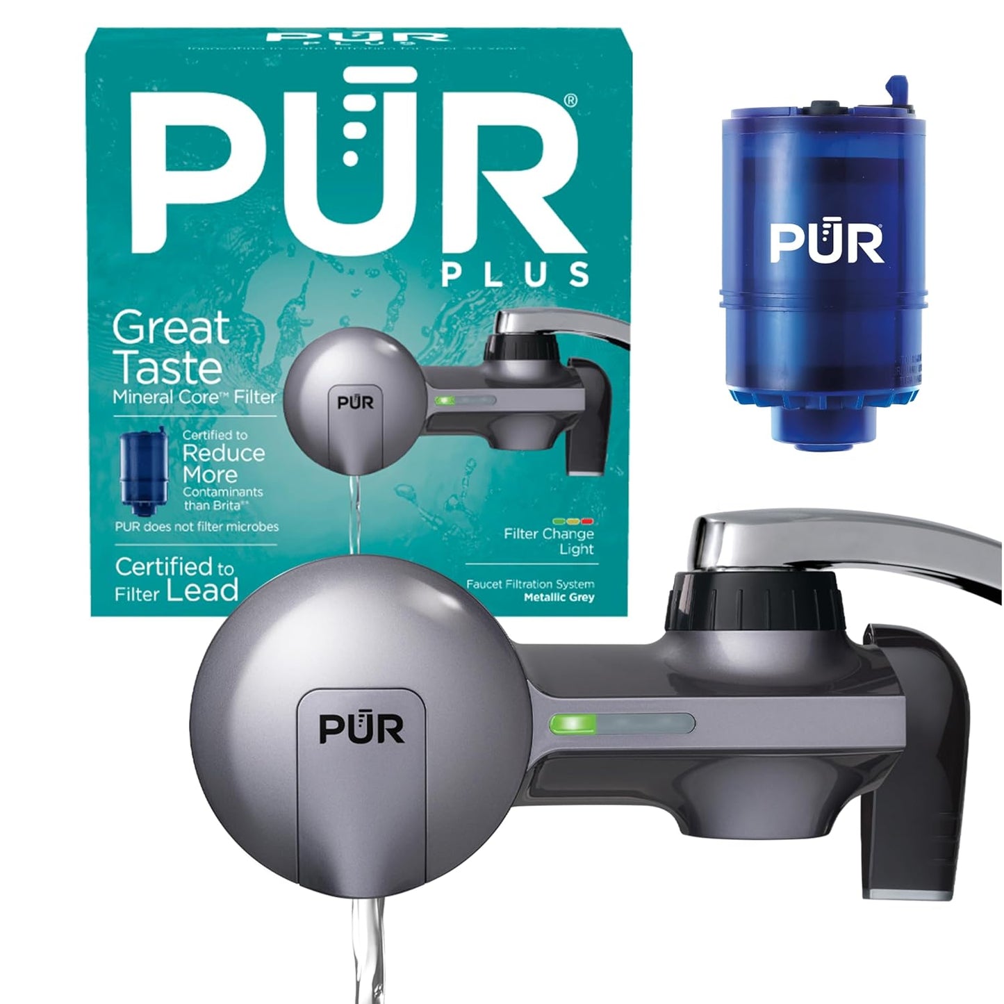 PUR Plus Horizontal Faucet Mount Filtration System with Lead Reduction
