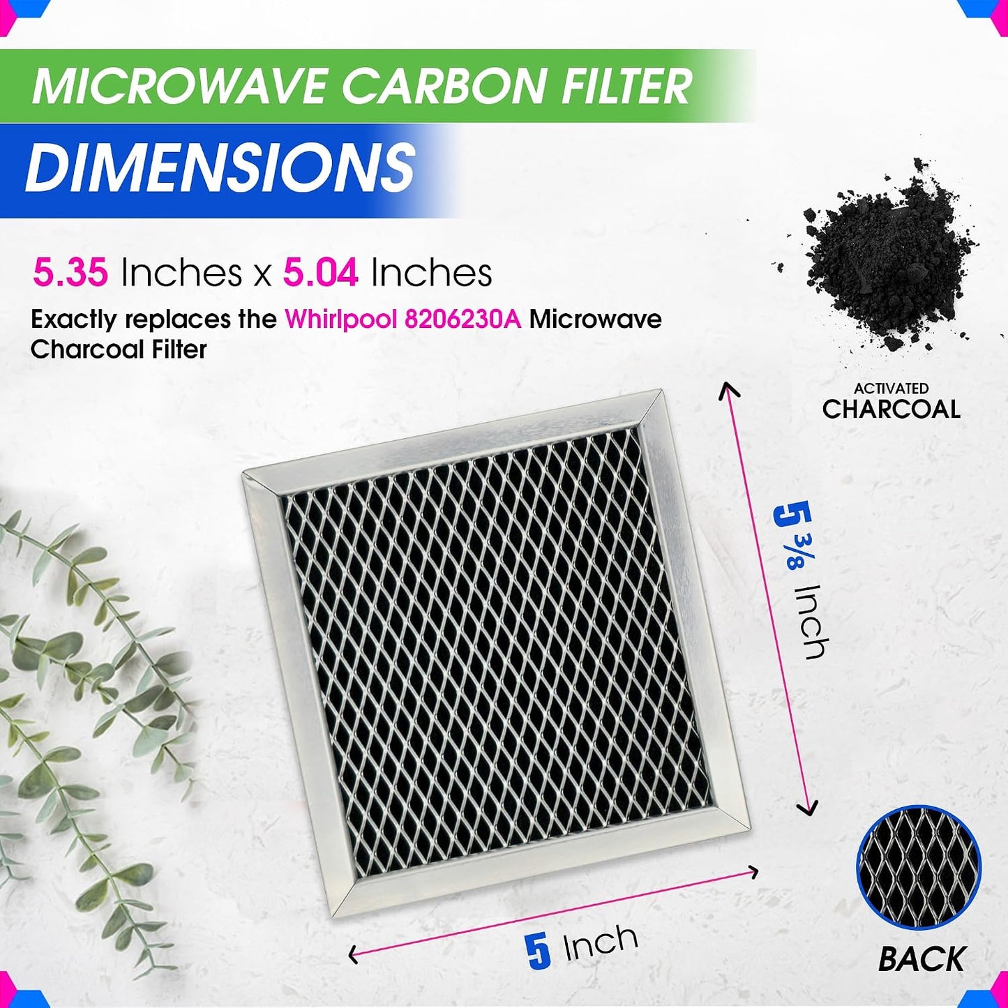 Whirlpool 8206230A Microwave Charcoal Filter (Recirculating / Ductless OTR)