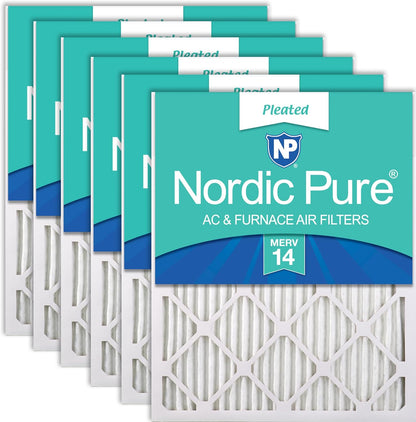 MERV 14  Air Filters 16X20X1 (15 1/2 X 19 1/2 X 3/4) Pleated 6 Pack