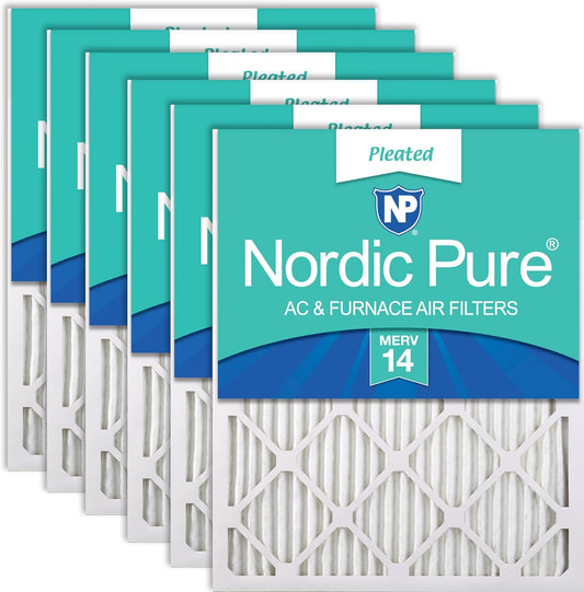 MERV 14  Air Filters 16X20X1 (15 1/2 X 19 1/2 X 3/4) Pleated 6 Pack