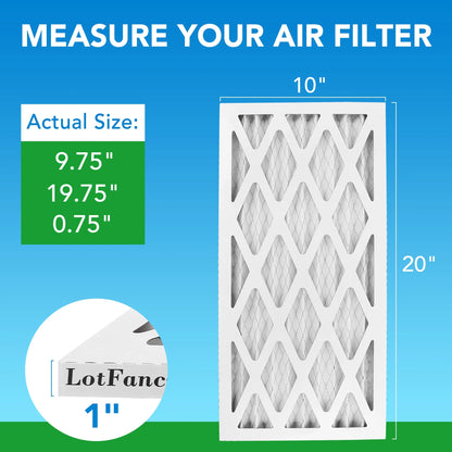 10X20X1 Air Filters, 6 Pack, MERV 8 Pleated HVAC AC Furnace Filters