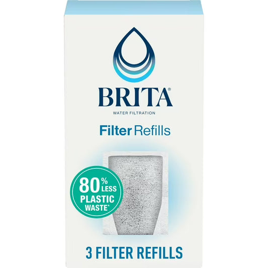 Brita Refillable Water Filter Refill Packs for Pitchers and Dispensers, 3 Filters