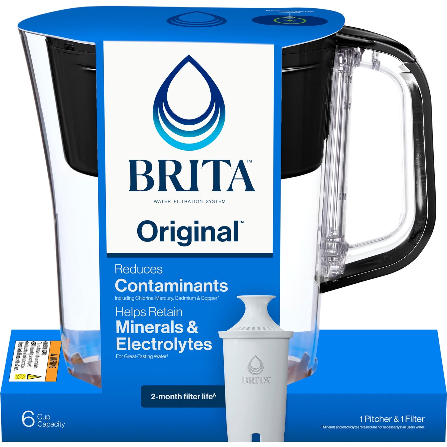 Brita Small 6 Cup Denali Water Filter Pitcher with 1  Standard Filter