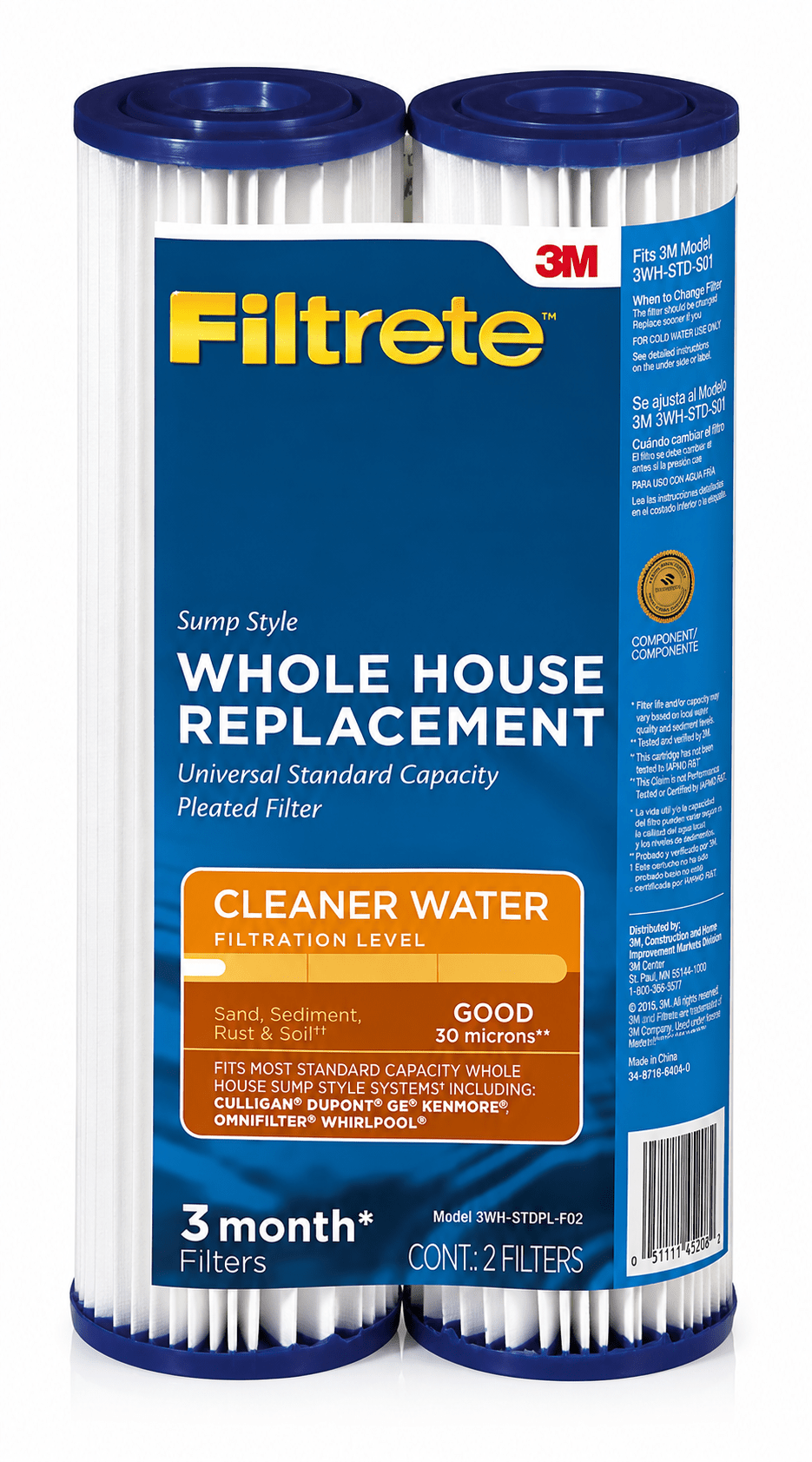 Filtrete 3WH-STDPL-F02 30 Micron Whole House Water Filter 2-Pack