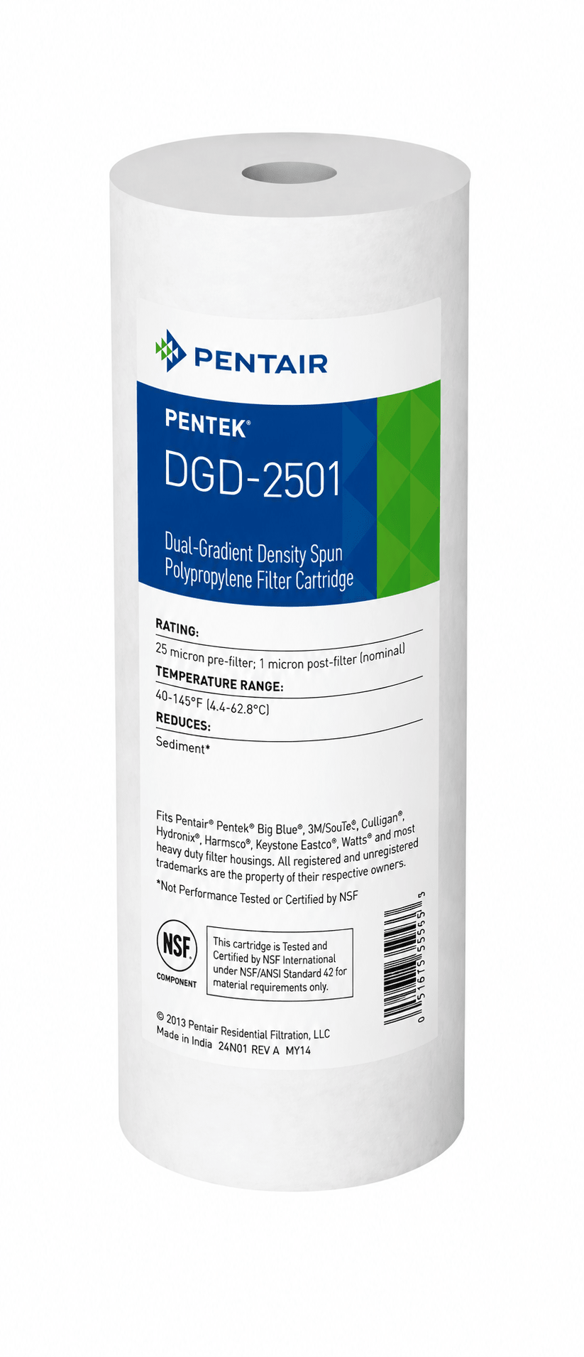 Pentair Pentek DGD-2501 25/1 Micron Big Blue Water Filter Cartridge