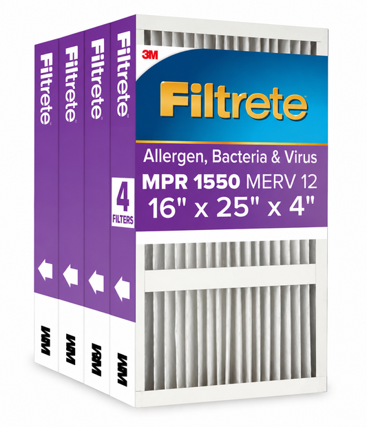 Genuine Filtrete 4" Ultra Allergen Reduction Deep Pleat Air Filter 1550 MPR – 4 Pack