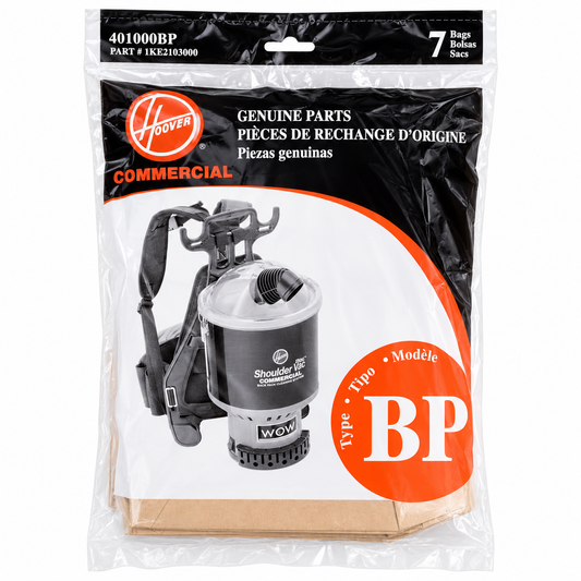 Hoover Style BP Backpack Vacuum Cleaner Bags for C2401 Series, 401000BP, 1KE2103000, 7-Pack