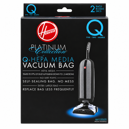 Hoover Vacuum Cleaner Bags for Platinum Upright Vacs, Pack of 2, Type Q