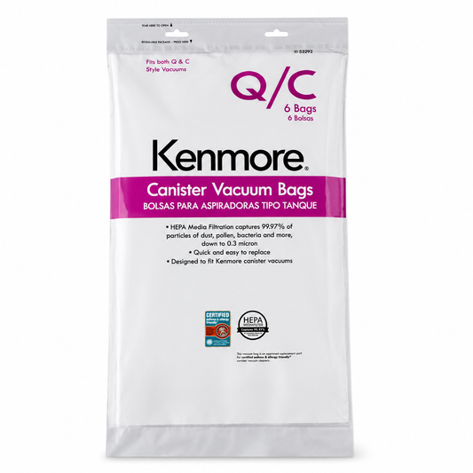 Kenmore Canister Vacuum Bags Type Q & C, 6 Pack