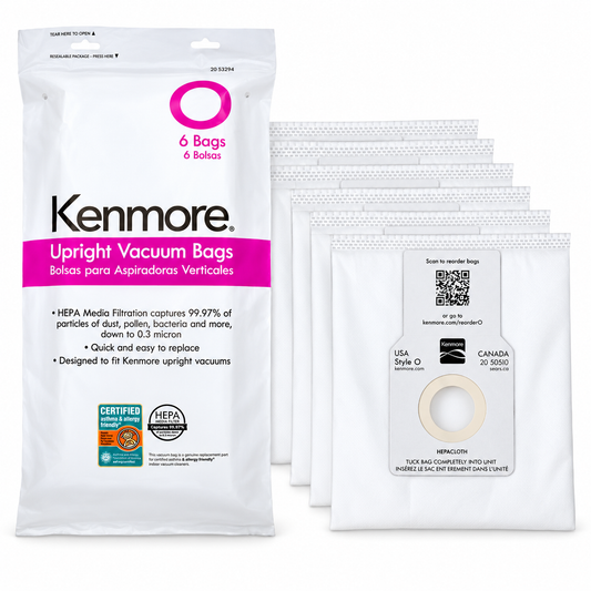 Kenmore 53294 Type O HEPA Vacuum Bags for Upright Vacuum Cleaners – 6 Pack
