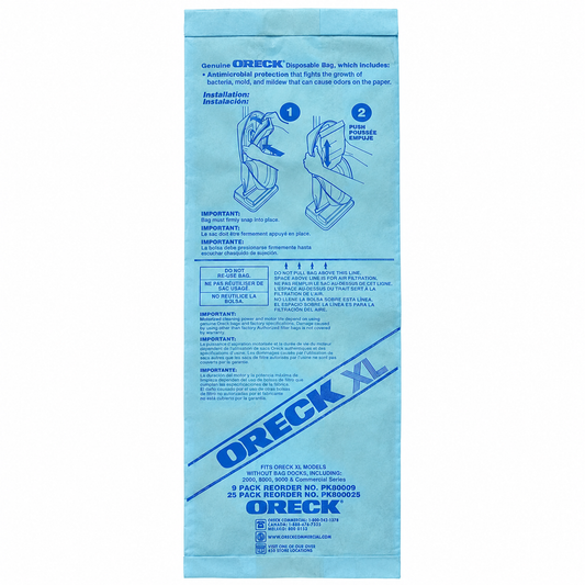 Oreck Commercial PK80009 Disposable Vacuum Bags, XL Standard Filtration, 9 Pack