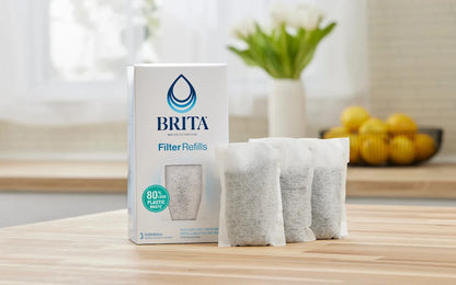 Brita Refillable Water Filter Refill Packs for Pitchers and Dispensers, 3 Filters