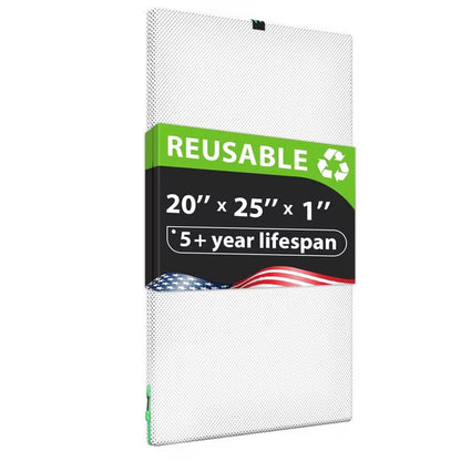 Reair 20x25x1 Washable Reusable Air Filter, MERV 8 – with Snap-On Frame