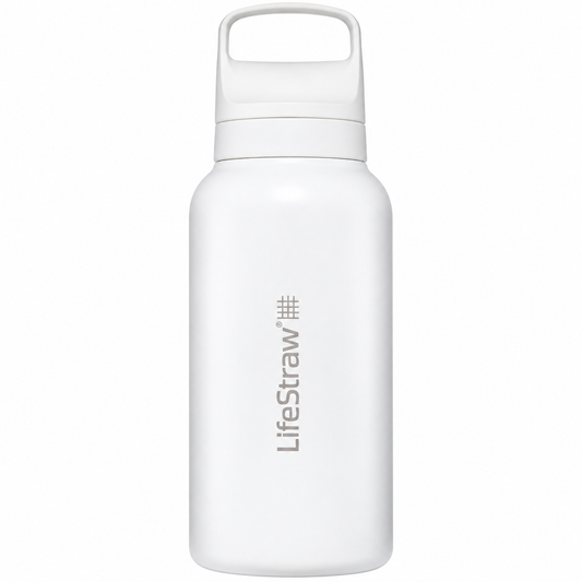 LifeStraw Go Series Insulated Steel Water Filter Bottle, 1 L, Polar White