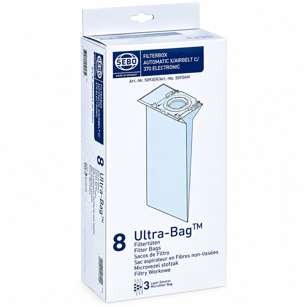 SEBO Genuine X1 X2 X3 X4 X5 Extra Pet XP2 XP3 5093ER Vacuum Cleaner Dust Bags