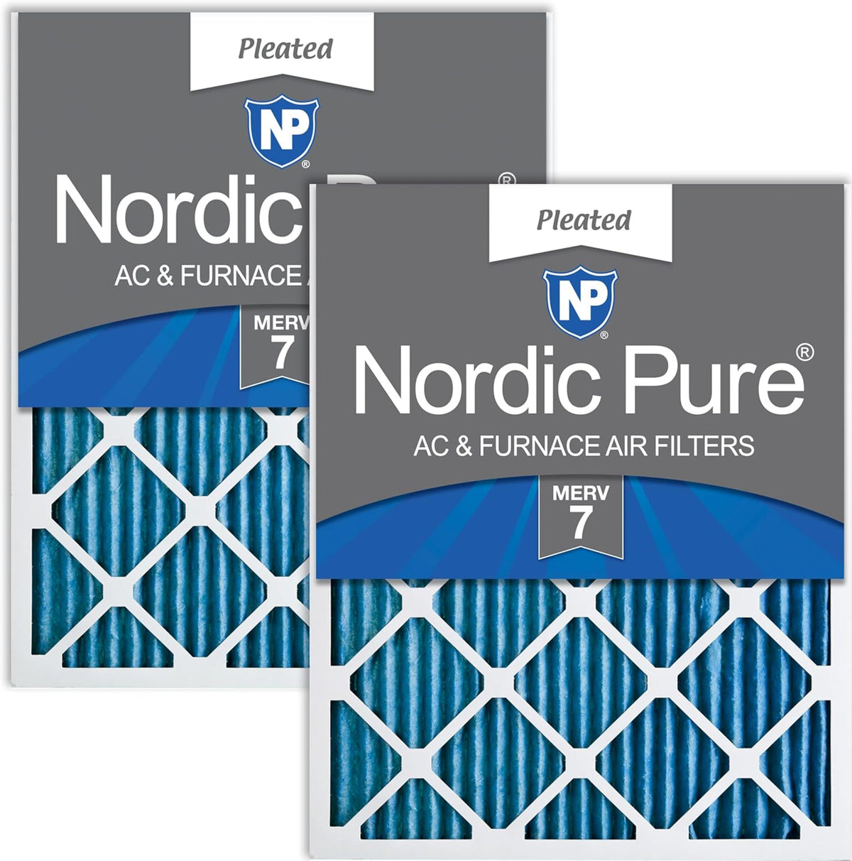 Nordic Pure 20x25x1 Pleated MERV 7 Air Filters, 2 Pack