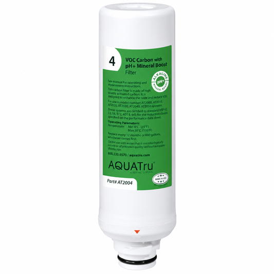 AquaTru VOC Carbon Filter with pH+ Mineral Boost (Stage 4) – Compatible with AquaTru Classic, Classic Smart & Under Sink Purifier Models
