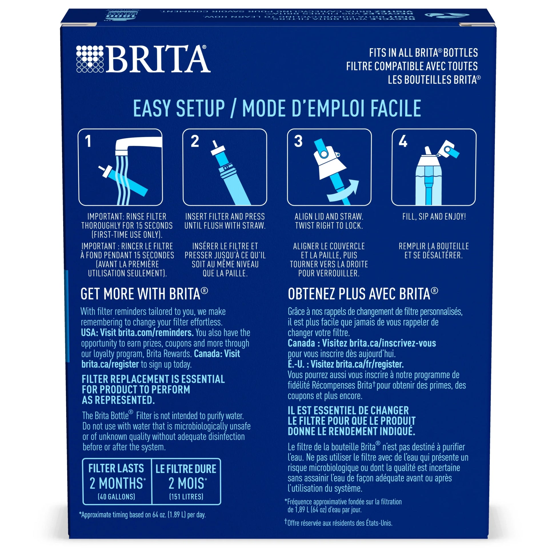 Brita (2 Pack)  Premium Water Bottle Filter Replacements, 3 Count