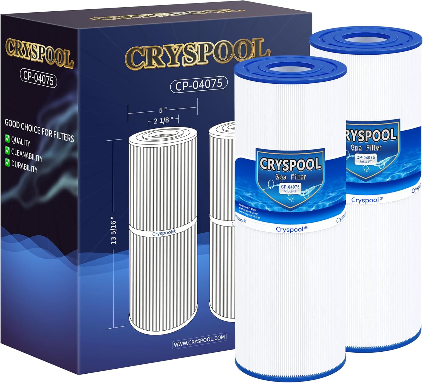 Cryspool 04075 Hot Tub Spa Filter Cartridge Pack of 2