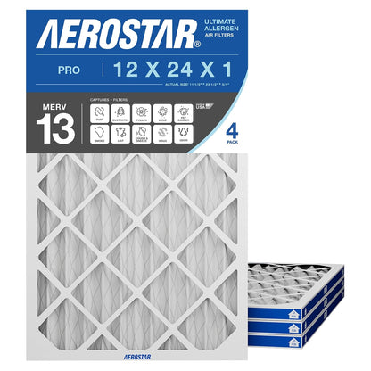 Aerostar Air Filter 12x24x1 MERV 13 AC Filter, HVAC, Furnace Filter