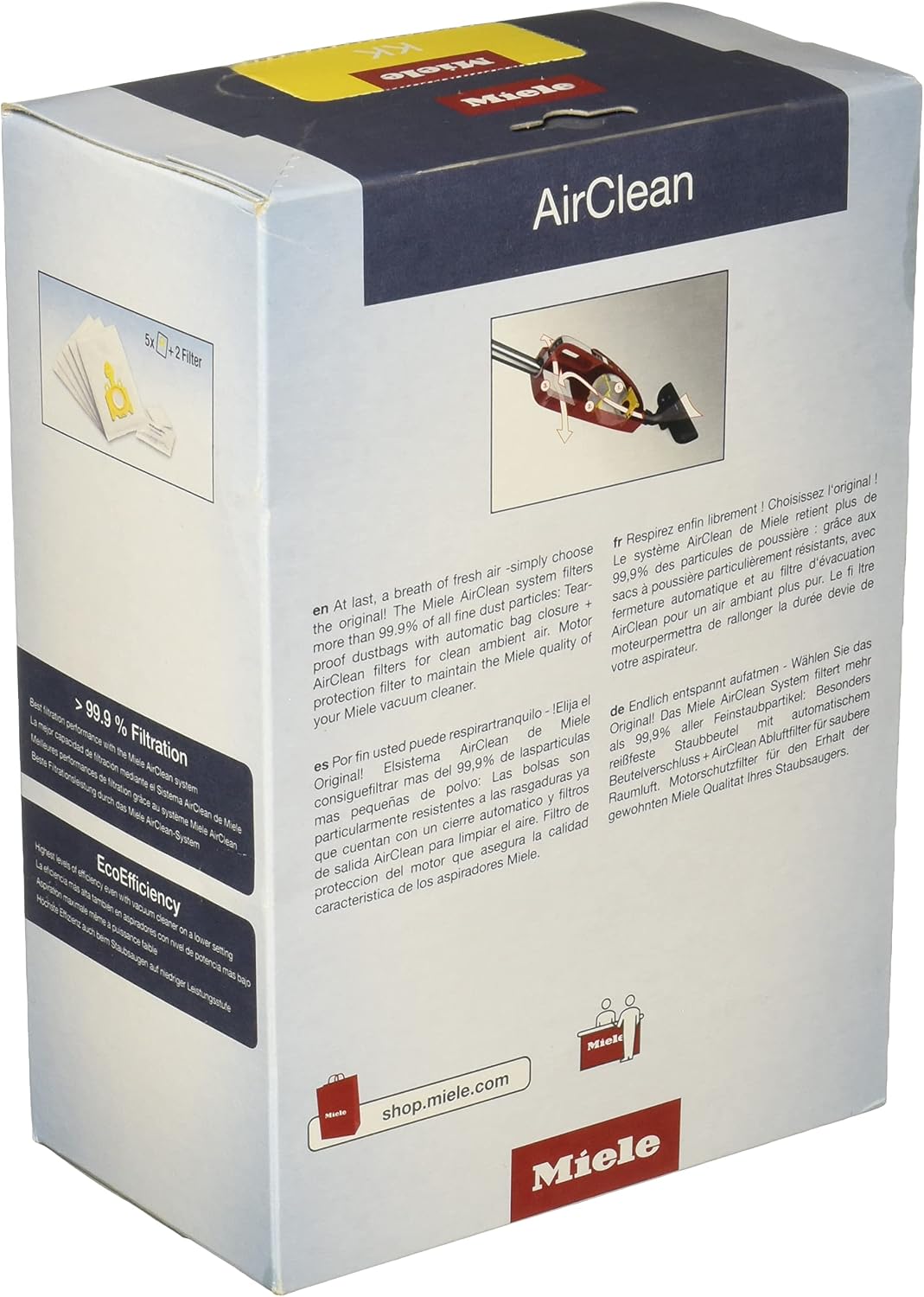 Miele AirClean 3D Efficiency KK Vacuum Cleaner FilterBags 5 Bags with Pre-Motor & Exhaust Filters
