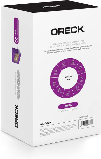 Oreck Vacuum Cleaner Bags for Upright Vacs, Pack of 6, Purple, Type CC