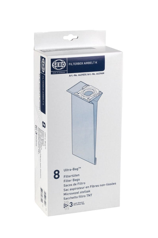 SEBO K Series Vacuum Cleaner Bags 6629ER Genuine Replacement Filter Bags, Pack of 8