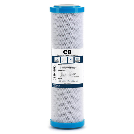 iFilters CBSM-2510 0.5 Micron Coconut Shell Carbon Block Under Sink Water Filter