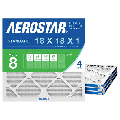 Aerostar Air Filter 18x18x1 MERV 8 AC Filter, HVAC, Furnace Filter