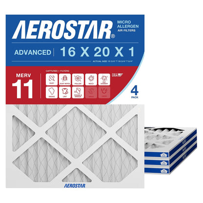 Aerostar Air Filter 16x20x1 MERV 11 AC Filter, HVAC, Furnace Filter