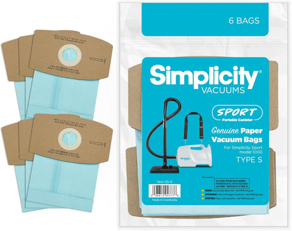 Simplicity SS-6 Type S Genuine Vacuum Bags for S100 Canister Vacuums, 6 Pack