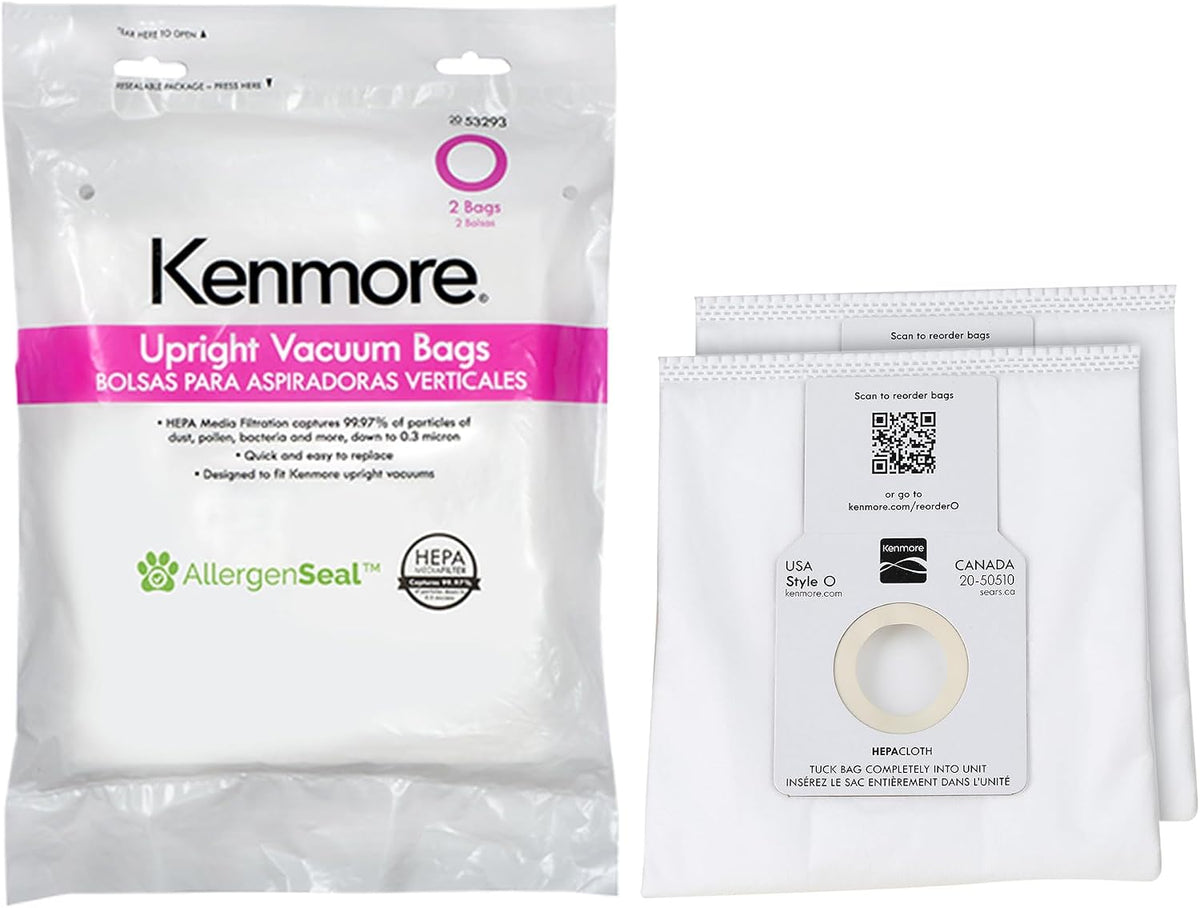 Kenmore 53293 Type O HEPA Vacuum Bags for Upright Vacuums, 2 Pack