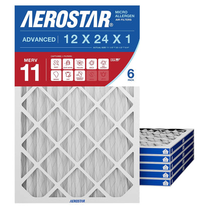 Aerostar Air Filter 12x24x1 MERV 11 AC Filter, HVAC, Furnace Filter