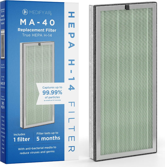 Medify MA-40 Genuine Replacement Air Filter – 3-in-1 Pre-Filter, HEPA & Activated Carbon, 1-Pack