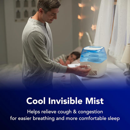 Vicks Filtered Cool Mist Humidifier, Medium Room, 1.1 Gal. Tank, Blue/White